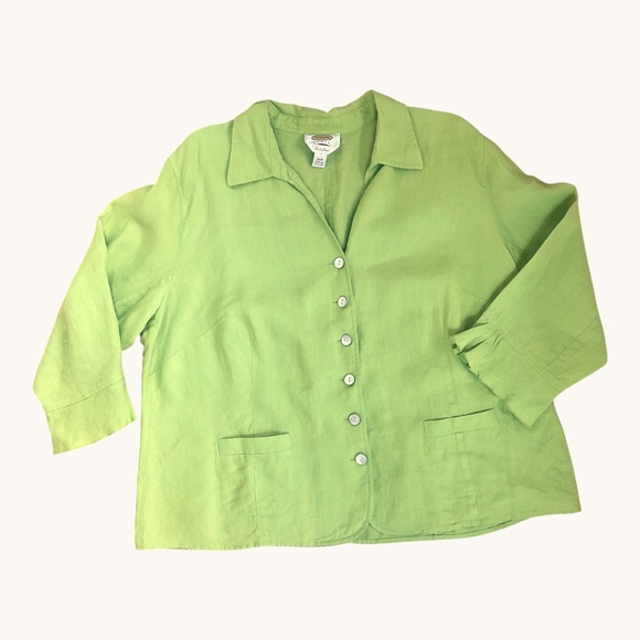 Talbots Top Irish Linen Lime Green Plus (16W) - Picture 3 of 5